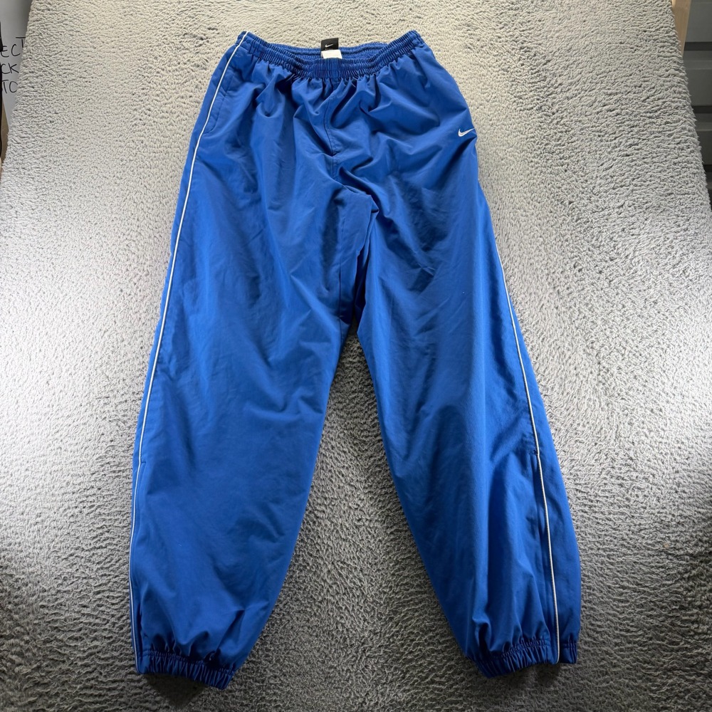 Vintage Nike Pant Mens XL Blue Polyester Mesh Linen Track Performance Basketball